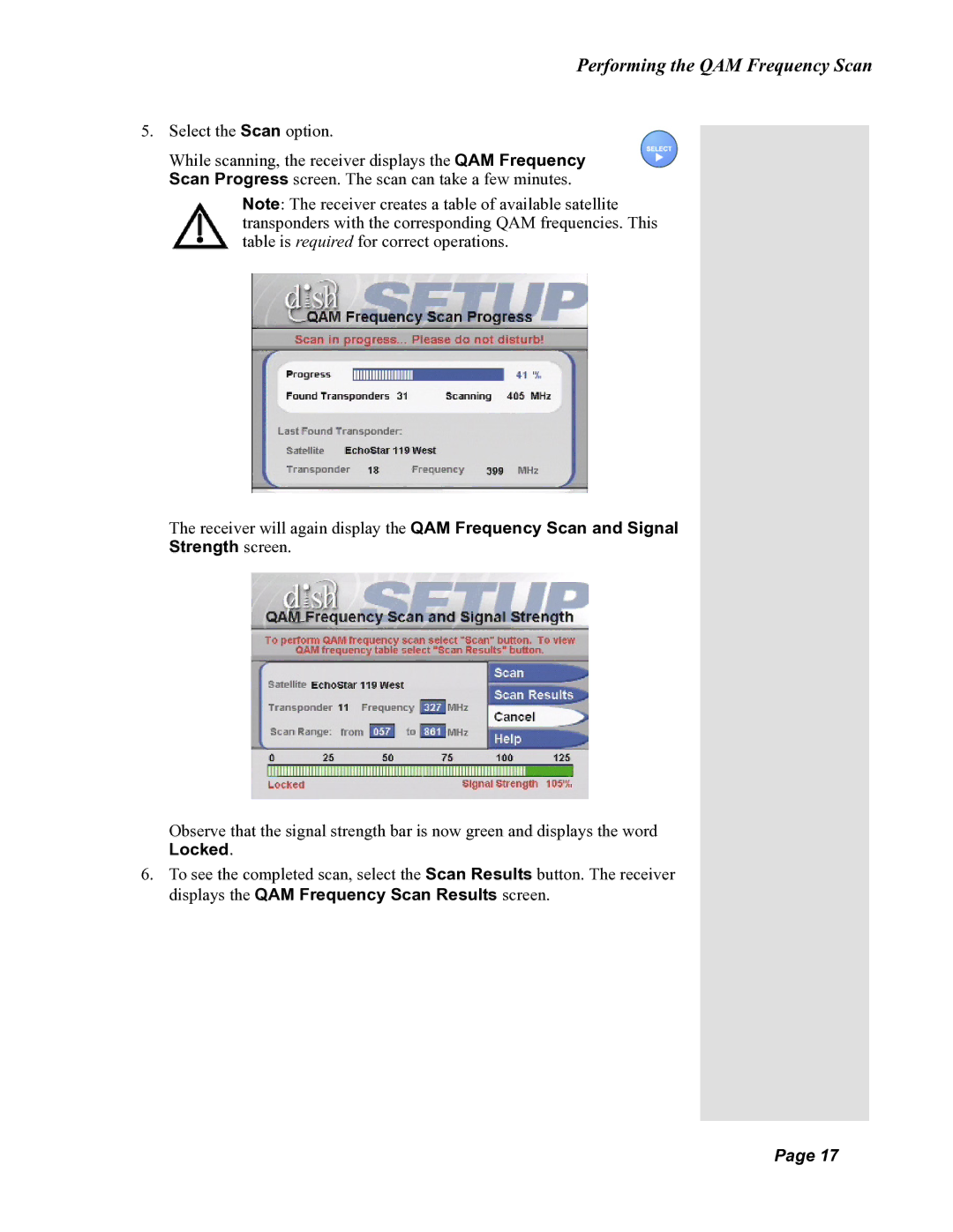 Dish Network DISH 351 manual Strength screen 