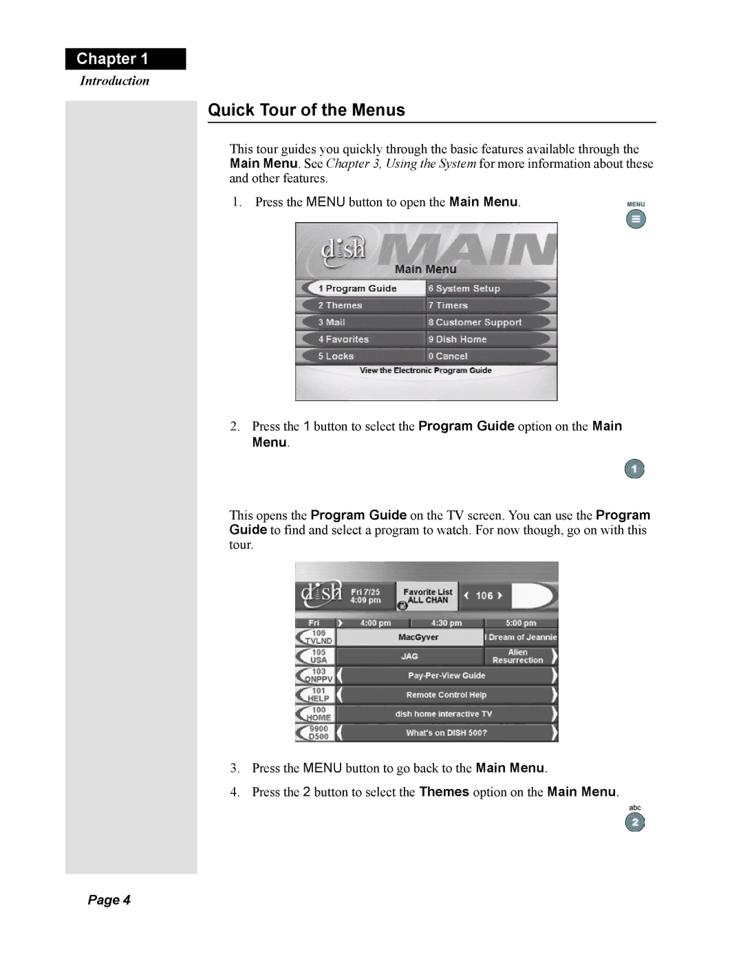 Dish Network Duo 322, 123698 manual Quick Tour of the Menus 