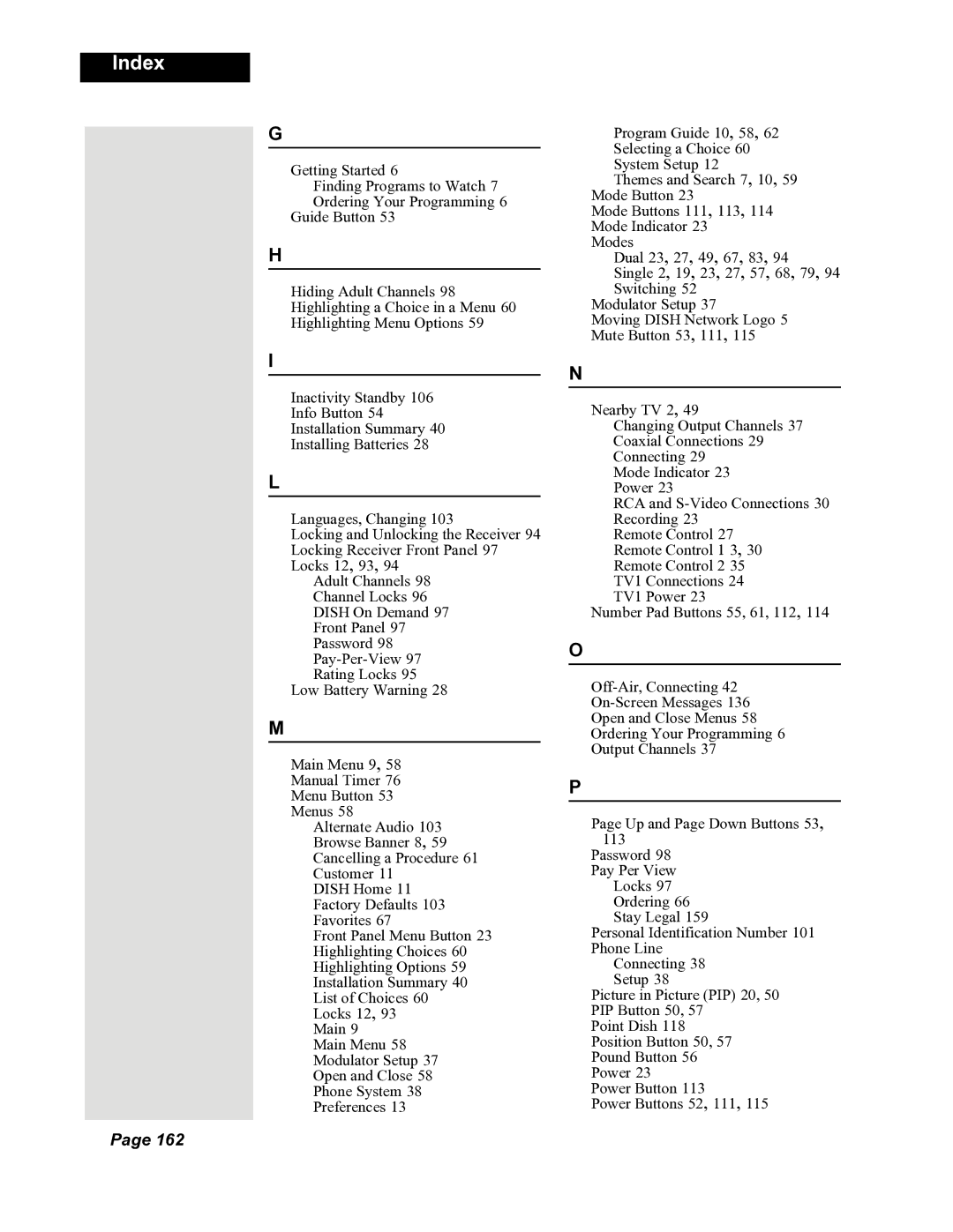 Dish Network 118523, DuoDVR 522, DuoDVR 625 manual Index 