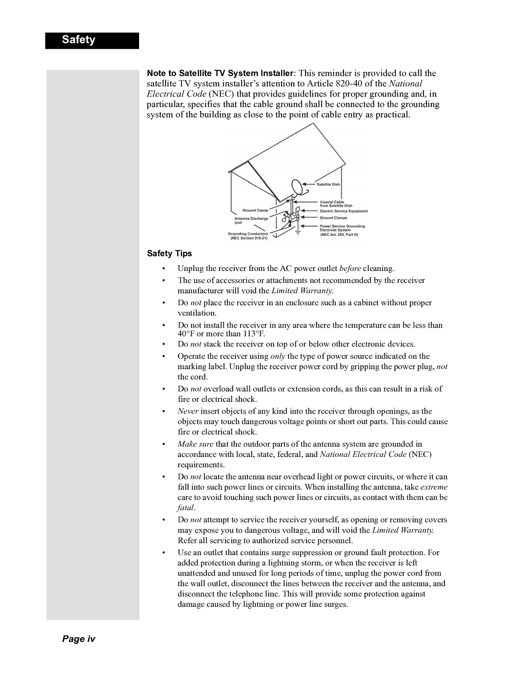 Dish Network DuoDVR 625, DuoDVR 522, 118523 manual Safety Tips 