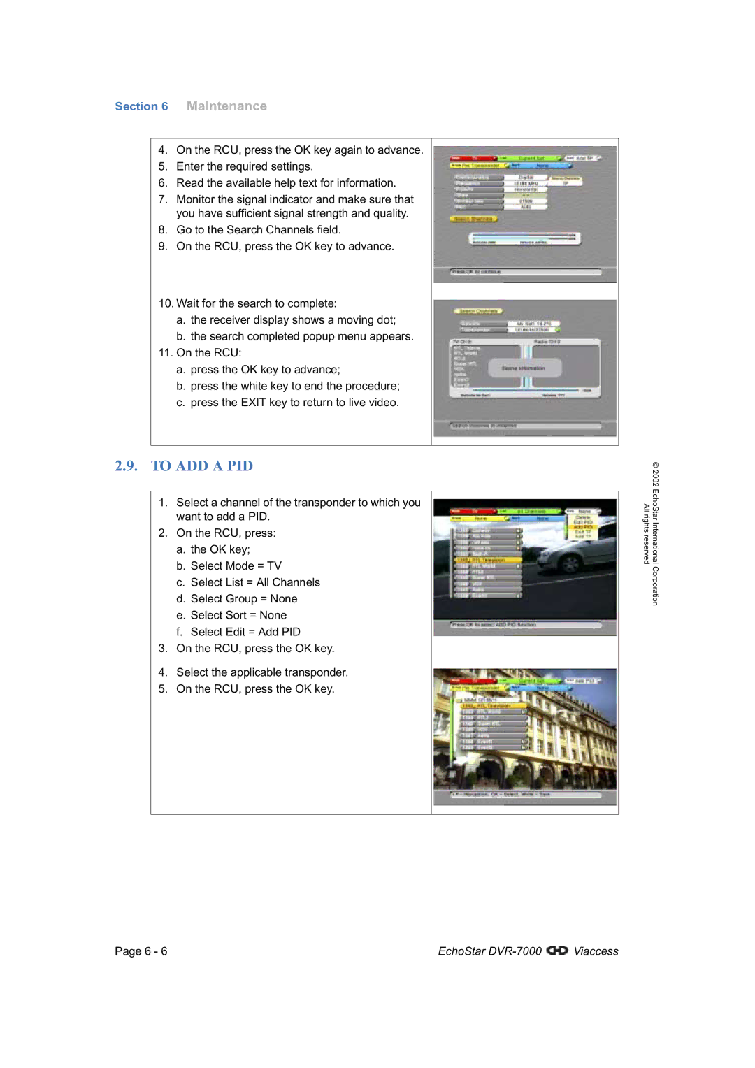 Dish Network DVR-7000 manual To ADD a PID 