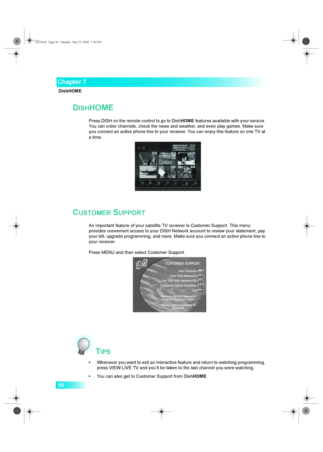 Dish Network Interactive TV manual Tips 
