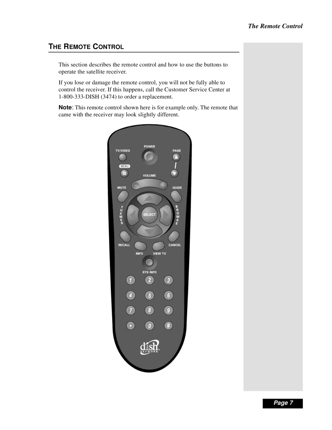 Dish Network Solo 111 manual Remote Control 