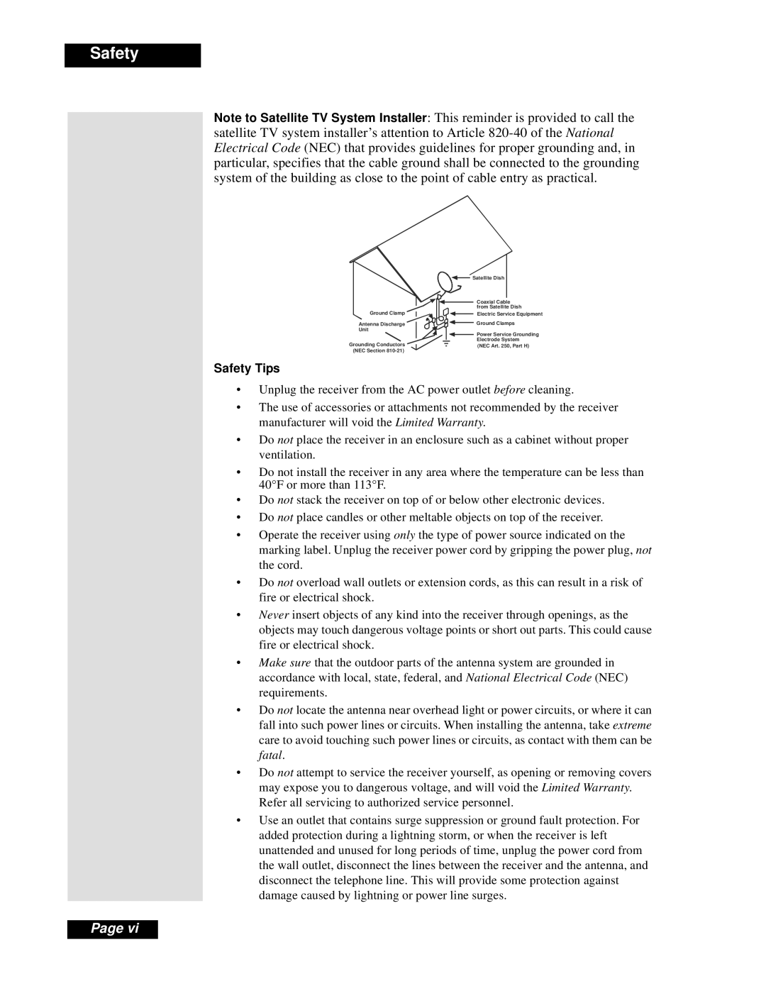 Dish Network Solo 111 manual Safety 