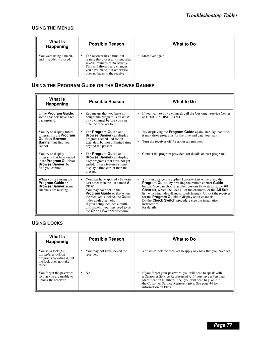 Dish Network Solo 111 manual Using the Menus 