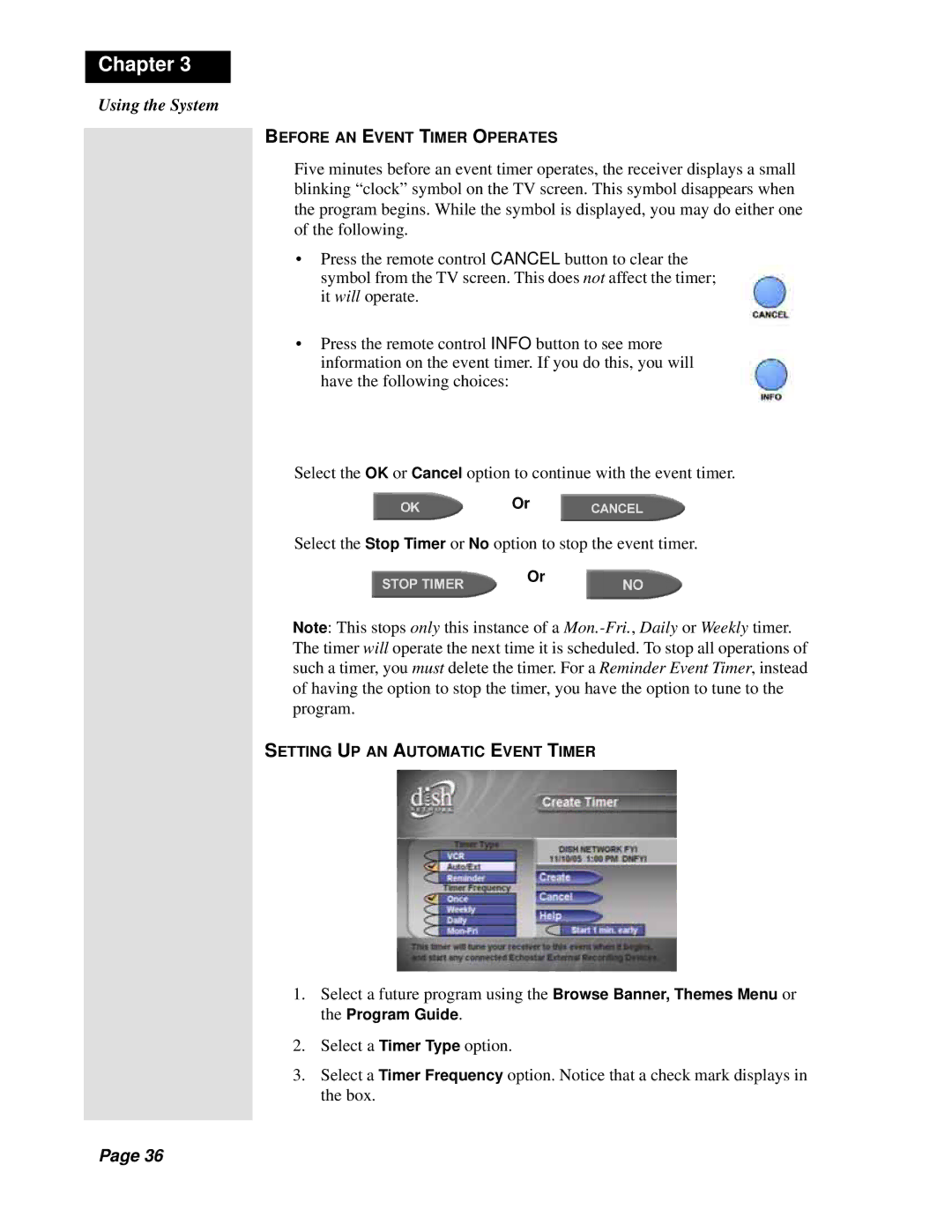 Dish Network Solo 311 manual Before AN Event Timer Operates, Setting UP AN Automatic Event Timer 