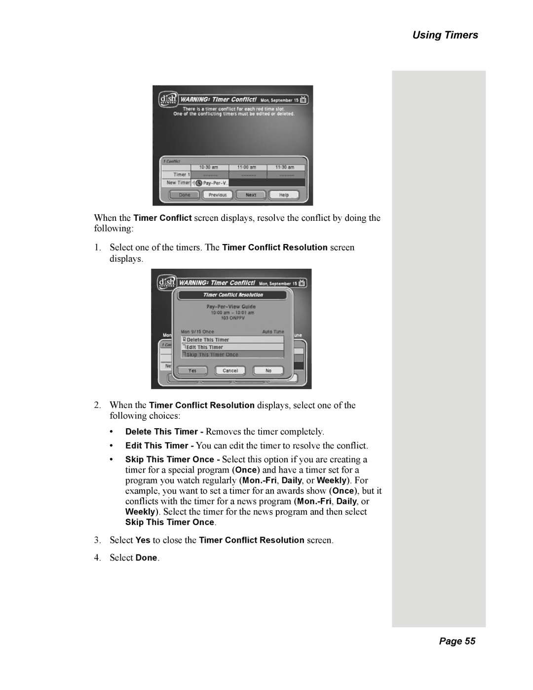 Dish Network Solo 351 manual Select Done 