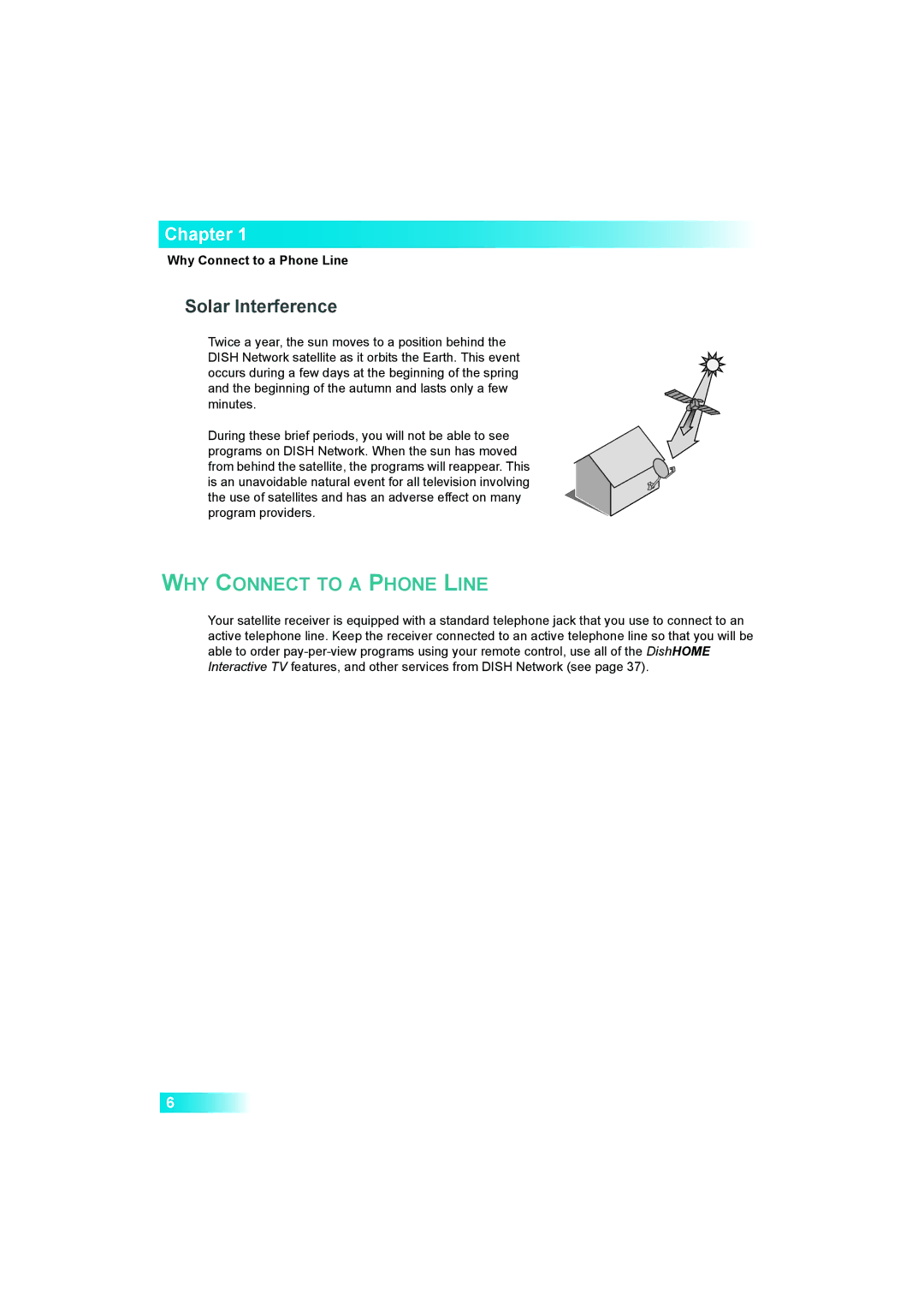 Dish Network Solo 381 manual Solar Interference, Why Connect to a Phone Line 