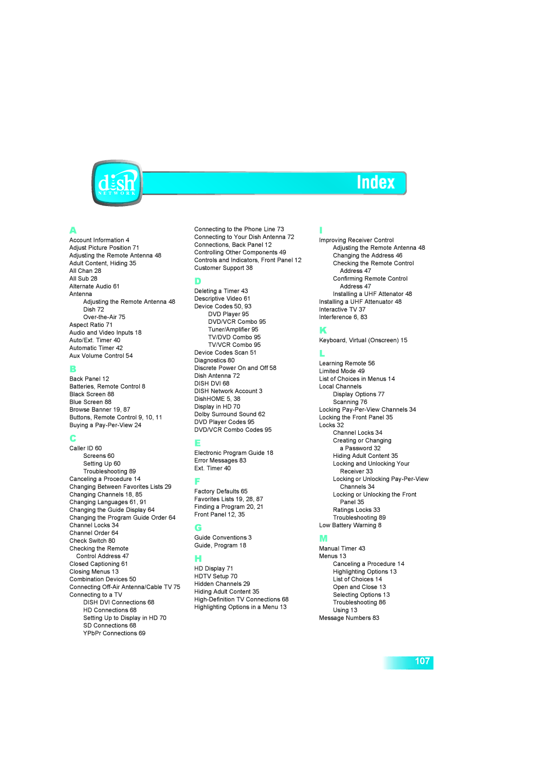 Dish Network Solo 381 manual 107 