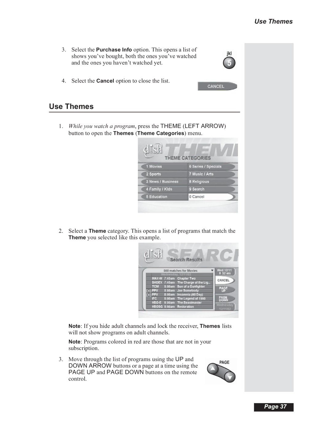 Dish Network Solo 501, Solo 508, Solo 510, 112182 manual Use Themes 