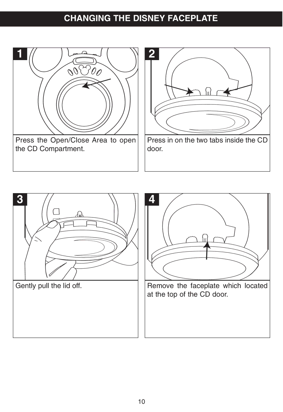 Disney DB3050-C manual Changing the Disney Faceplate 