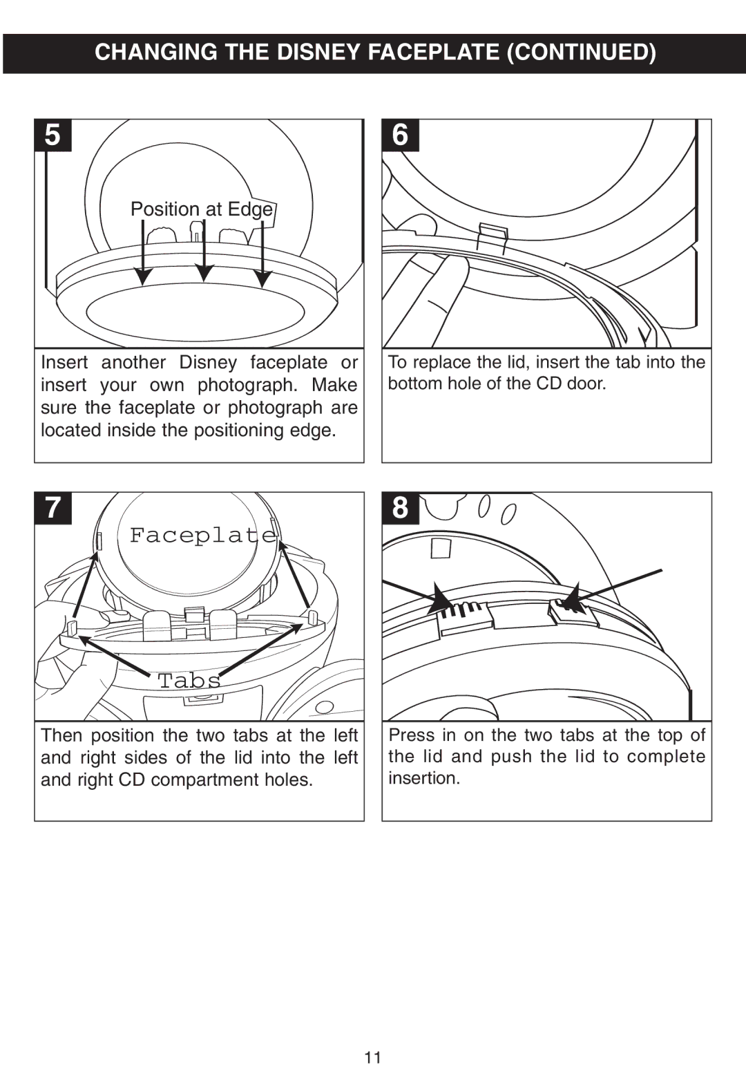 Disney DB3050-C manual Faceplate Tabs 