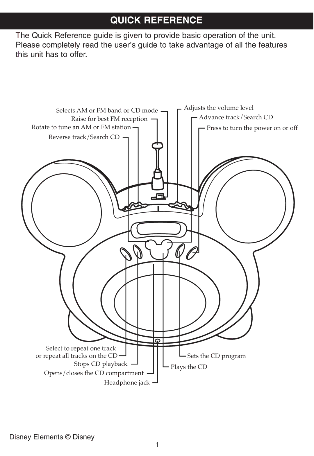 Disney DB3050-C manual Quick Reference 