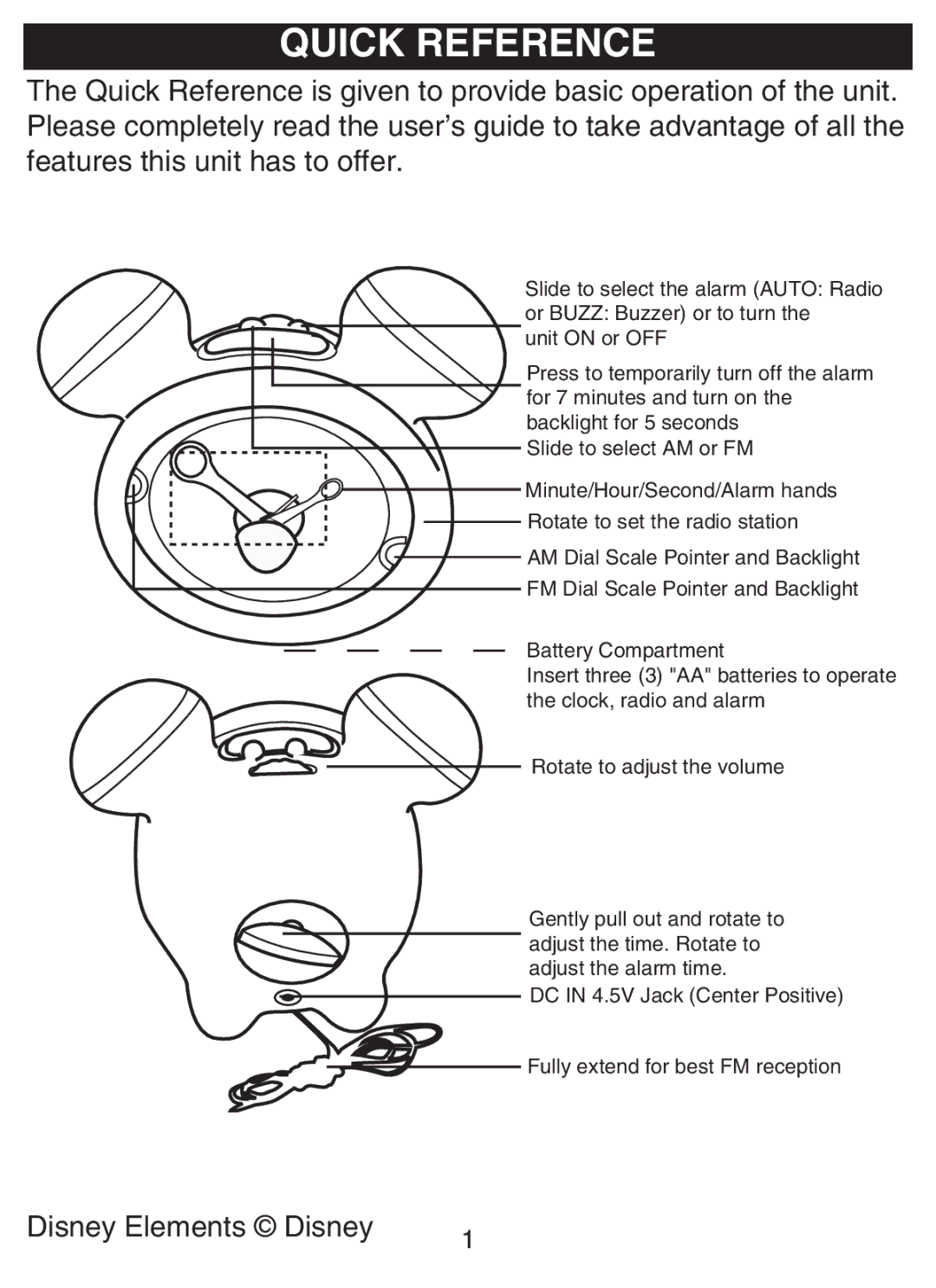 Disney DCR5500-C manual Quick Reference 