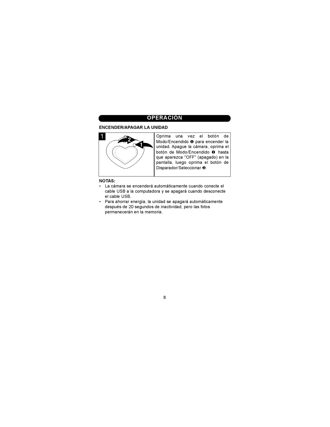 Disney DDC9000-P manual Operación, ENCENDER/APAGAR LA Unidad, Notas 