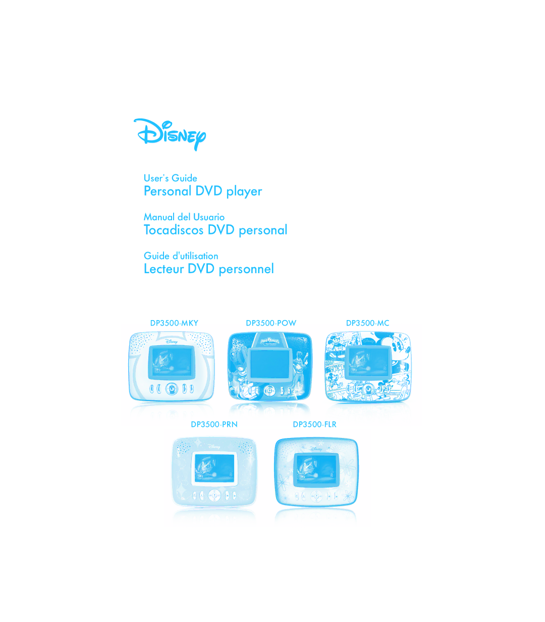 Disney DP3500-FLR, DP3500-MKY, DP3500-POW, DP3500-PRN, DP3500-MC manual Personal DVD player 