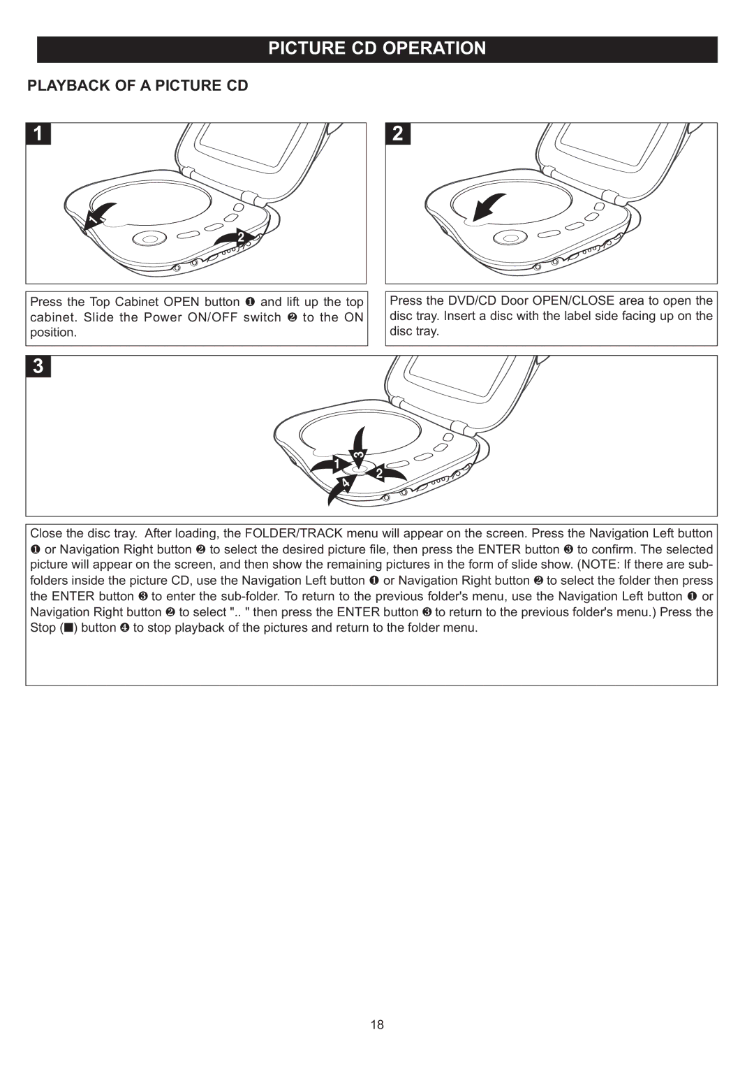 Disney DP7000 manual Picture CD Operation, Playback of a Picture CD 