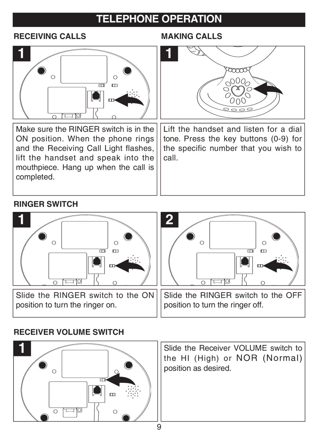 Disney DPH8010-P manual Telephone Operation, Receiving Calls Making Calls 