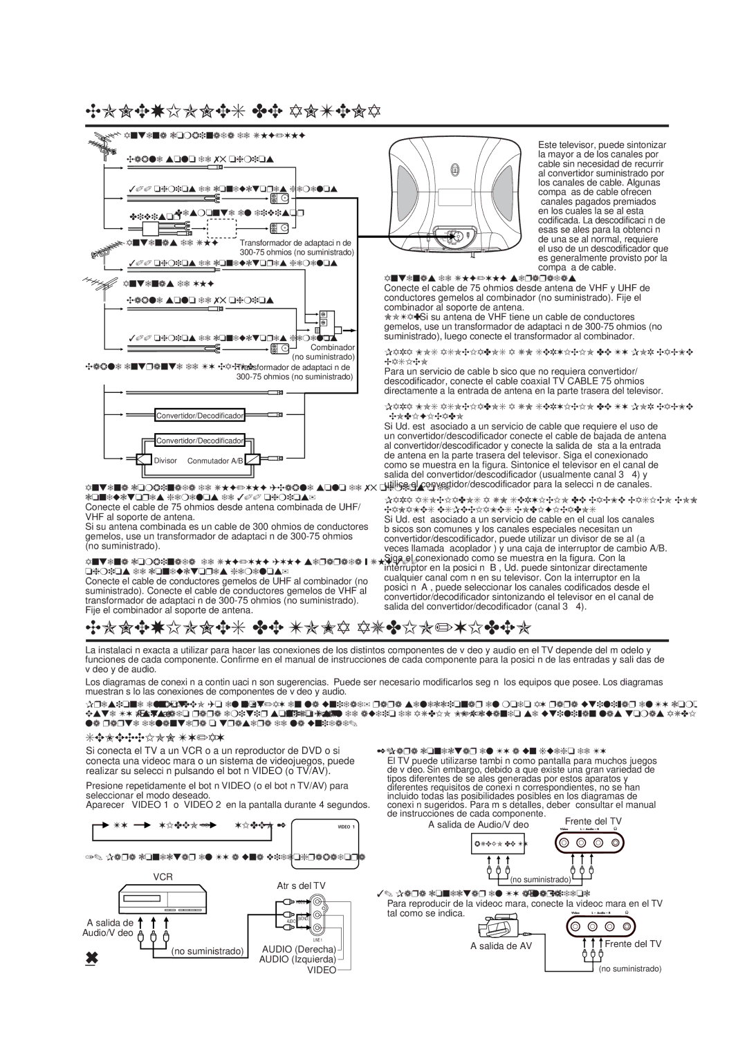 Disney DT1900-P manual Conexiones DE Antena, Divisor Desmonte el divisor Antenas de UHF 