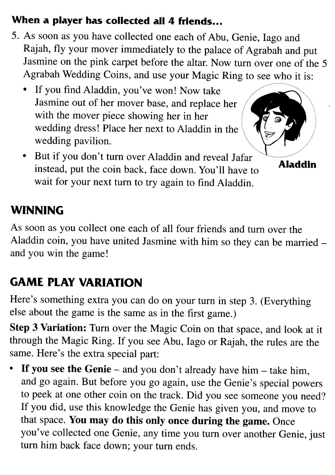 Disney Interactive Studios Aladdin Jasmine Magic Ring Game manual 