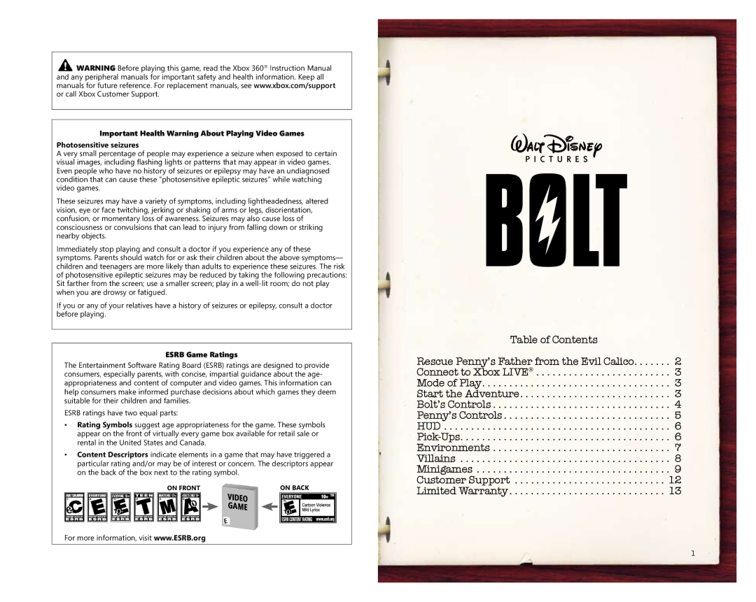 Disney Interactive Studios Bolt for Xbox 360 manual Video 