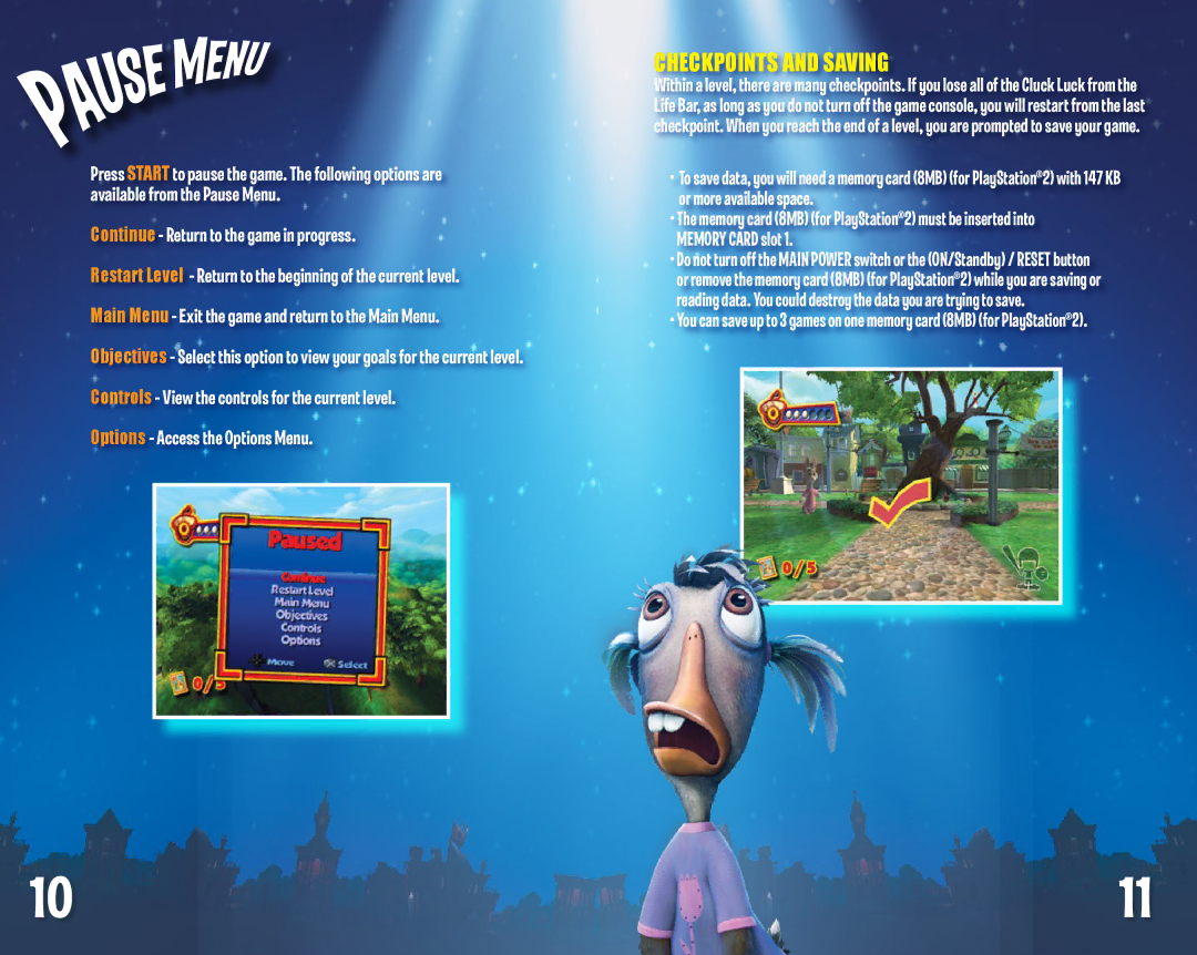 Disney Interactive Studios Chicken Little for PlayStation 2 manual Checkpoints and Saving, Options Access the Options Menu 