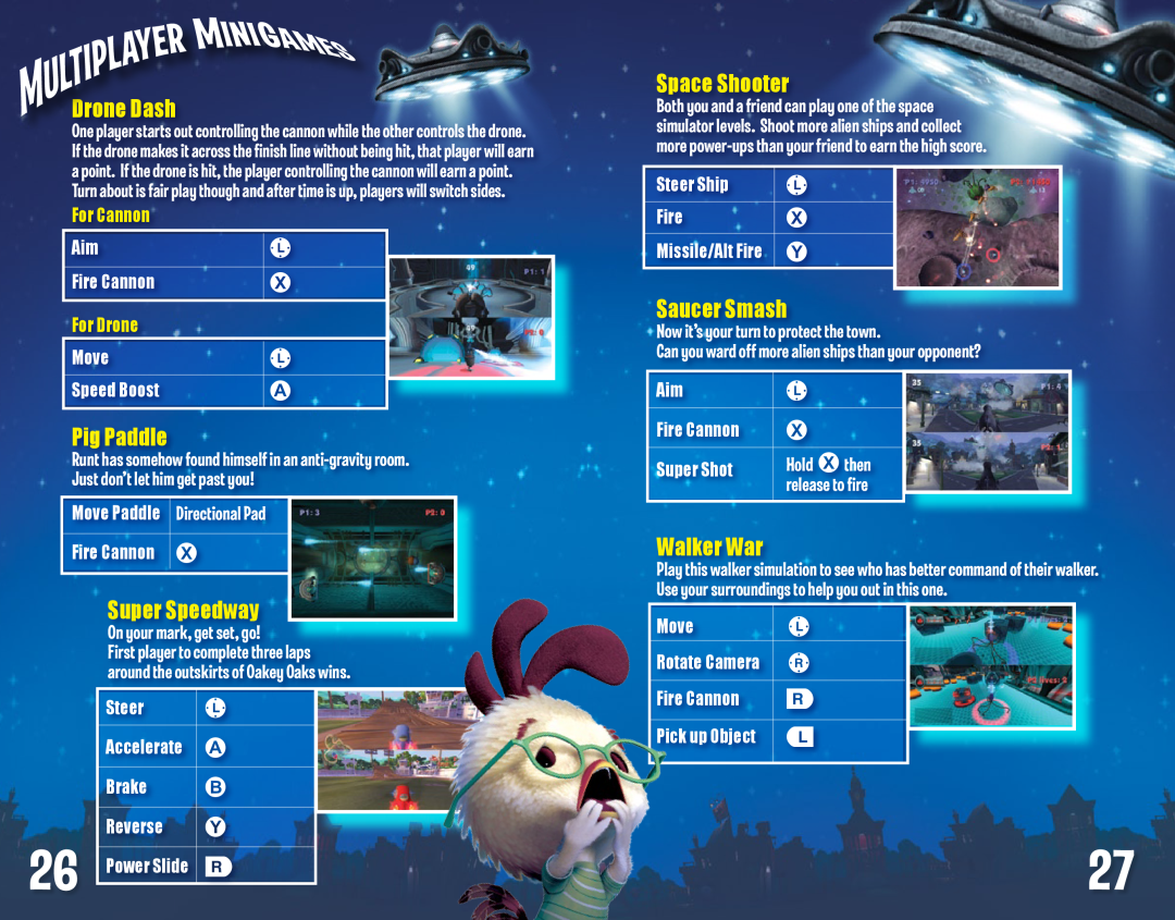 Disney Interactive Studios Chicken Little Drone Dash, Pig Paddle, Super Speedway, Space Shooter, Saucer Smash, Walker War 