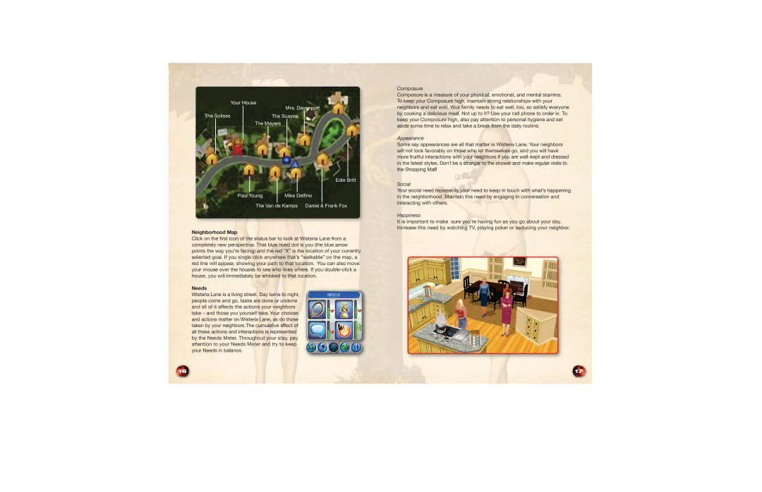 Disney Interactive Studios Desperate Housewives: The Game manual Neighborhood Map, Needs 