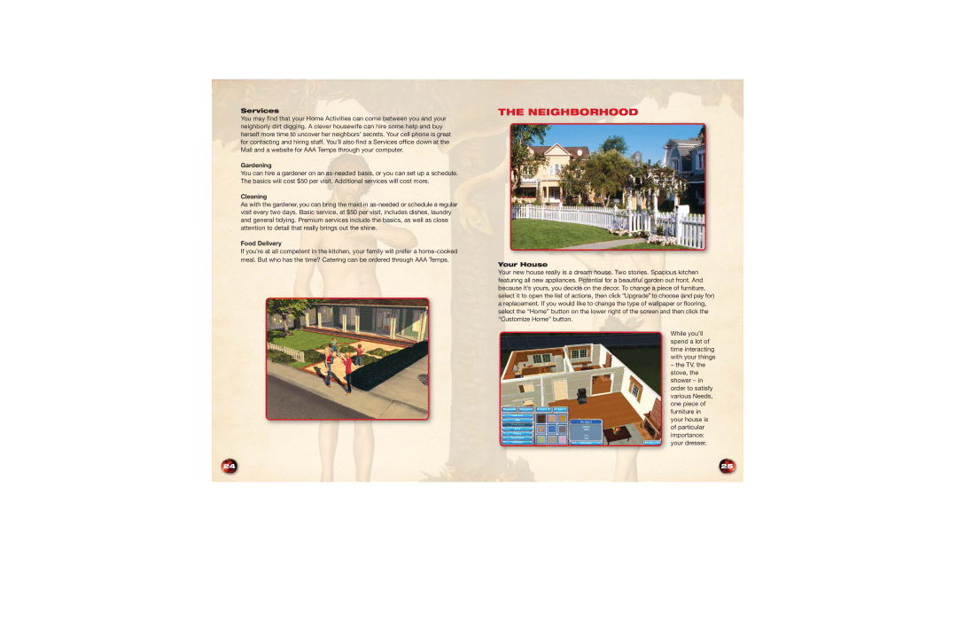 Disney Interactive Studios Desperate Housewives: The Game manual Neighborhood, Services, Food Delivery, Your House 