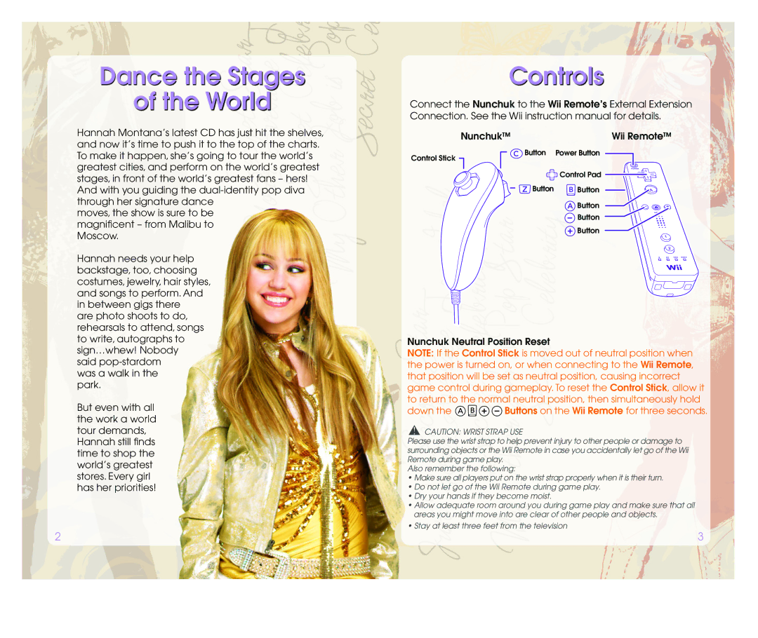 Disney Interactive Studios Hannah Montana: Spotlight World Tour manual Dance the Stages World, Controls 