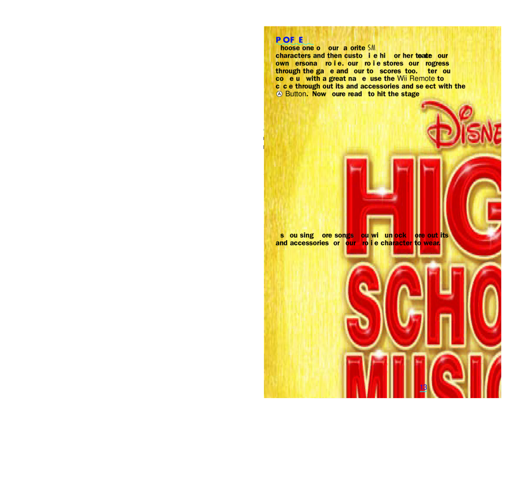 Disney Interactive Studios High School Musical: Sing It! manual Profile 