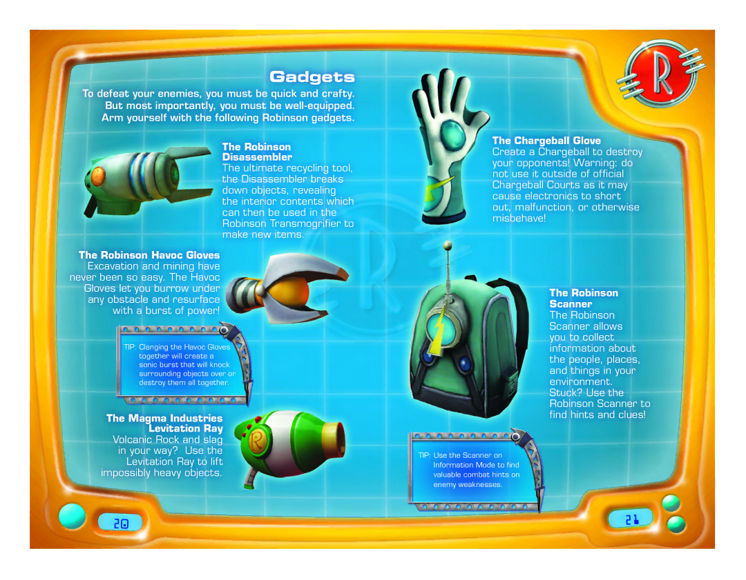 Disney Interactive Studios Meet the Robinsons: Robinson Industries manual Gadgets, Robinson Disassembler, Chargeball Glove 