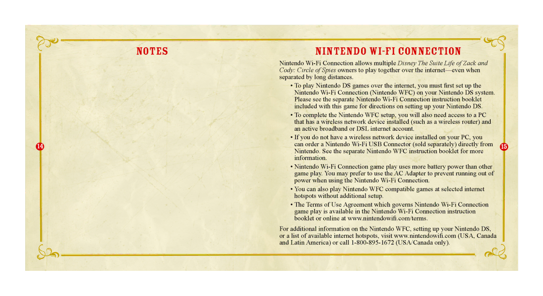 Disney Interactive Studios NTR-A3HE-USA manual Nintendo WI-FI Connection 