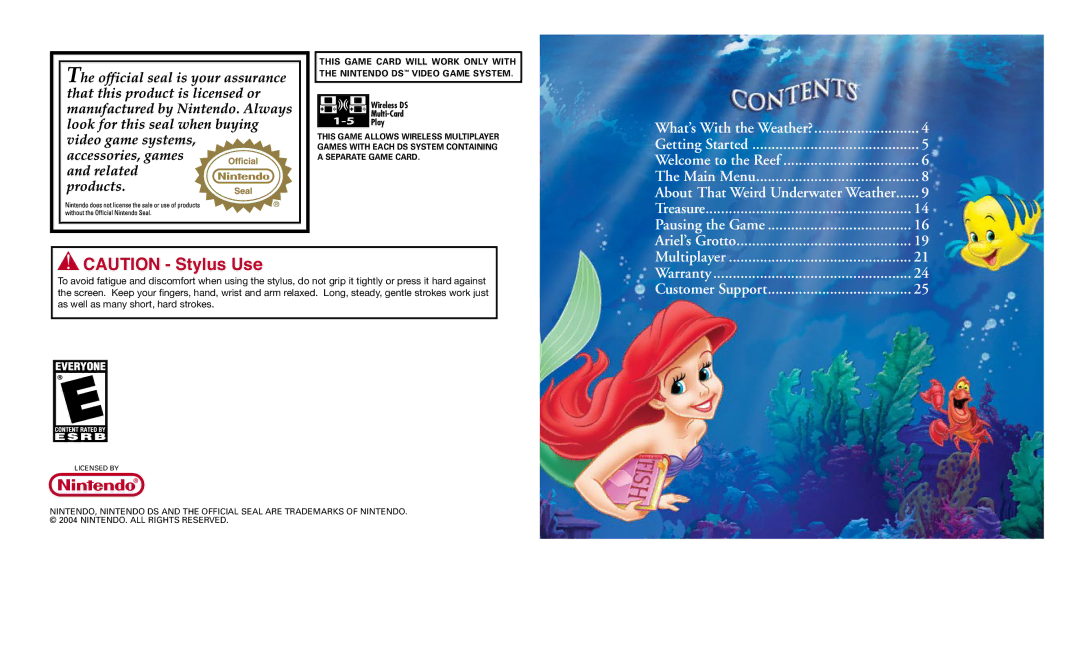 Disney Interactive Studios NTR-AN9E-USA manual Main Menu About That Weird Underwater Weather Treasure 