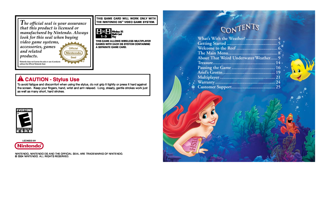 Disney Interactive Studios NTR-AN9E-USA CAUTION - Stylus Use, The Main Menu, About That Weird Underwater Weather, Treasure 