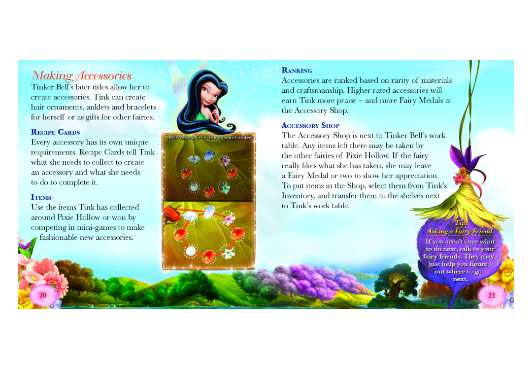 Disney Interactive Studios NTR-CDFE-USA manual Making Accessories, Tip Asking a Fairy Friend 