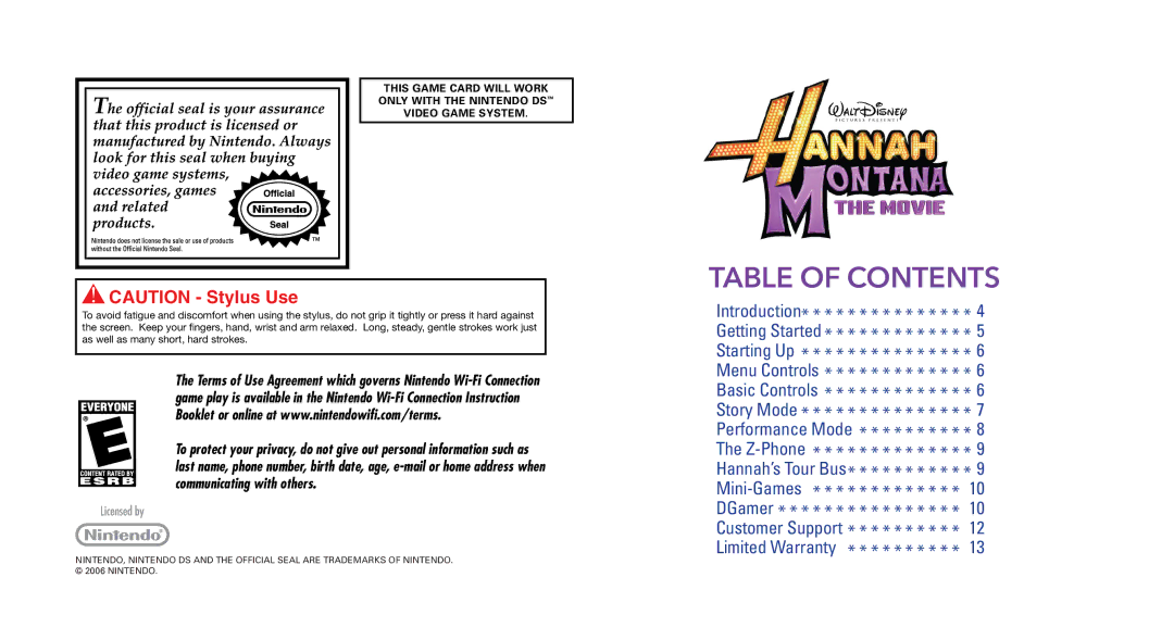 Disney Interactive Studios NTR-CI7E-USA manual Table of Contents 