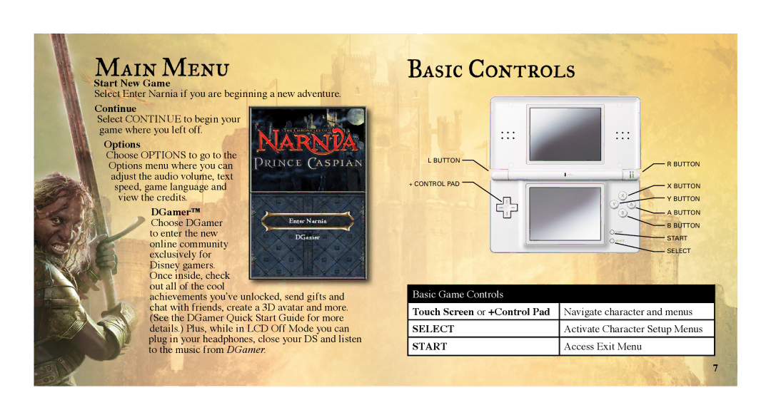 Disney Interactive Studios NTR-YQNE-USA manual Main Menu, Basic Controls 