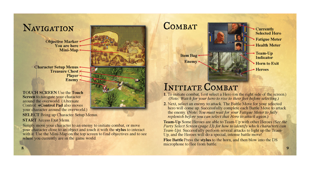 Disney Interactive Studios NTR-YQNE-USA manual Navigation, Initiate Combat 