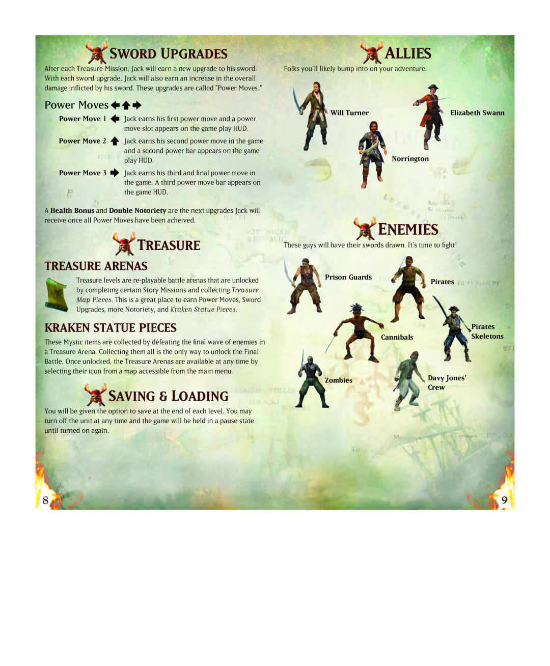 Disney Interactive Studios Pirates of the Caribbean: Dead Man's Chest manual Sword Upgrades, Treasure, Saving & Loading 