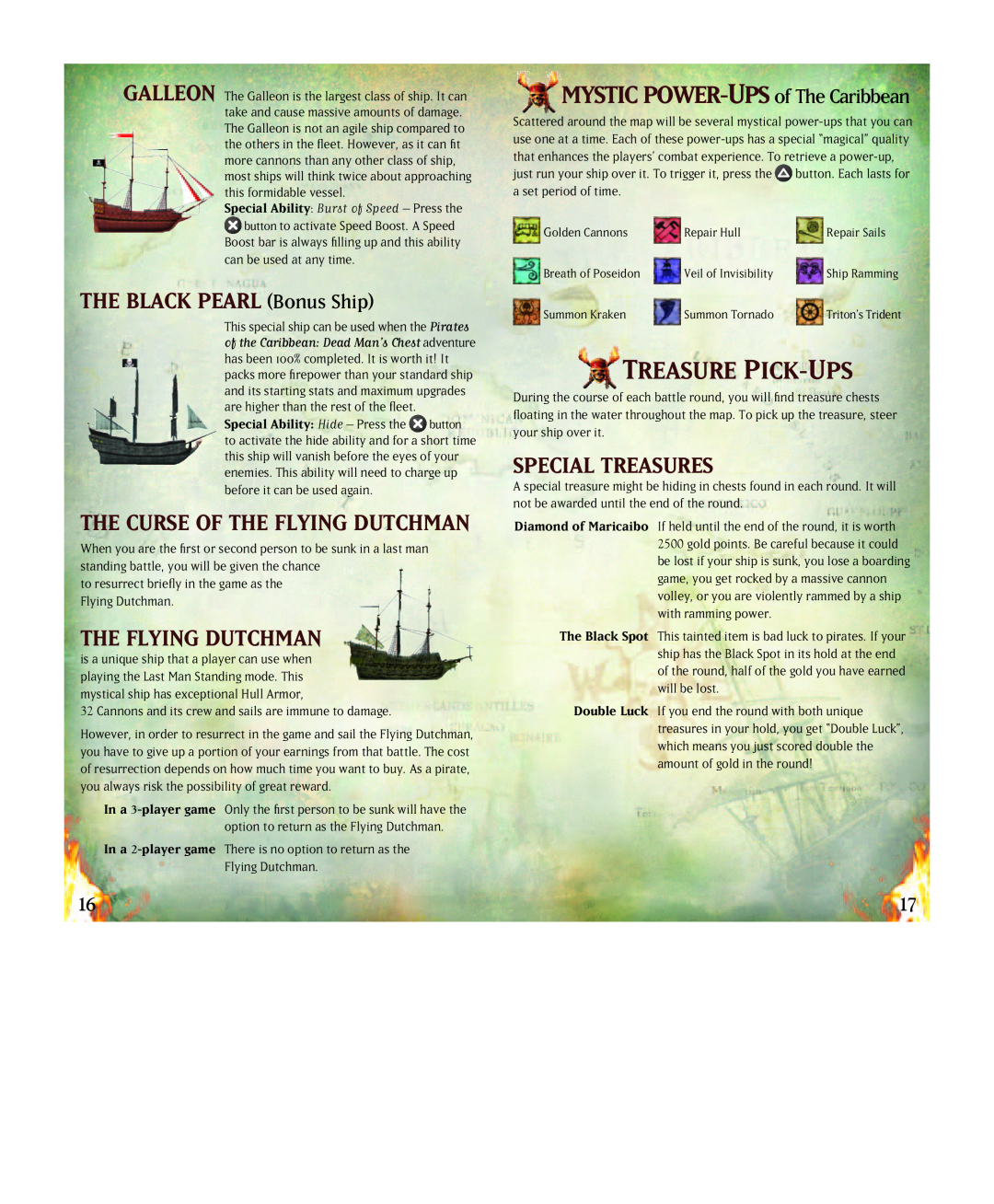 Disney Interactive Studios Pirates of the Caribbean: Dead Man's Chest manual Treasure Pick-Ups, THE BLACK PEARL Bonus Ship 