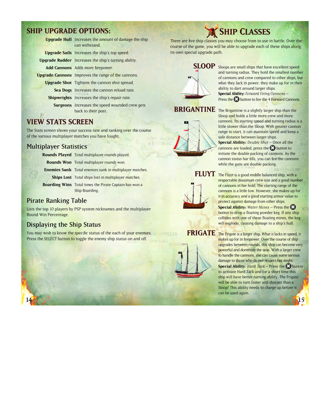 Disney Interactive Studios Pirates of the Caribbean: Dead Man's Chest manual Ship Classes, Ship Upgrade Options 