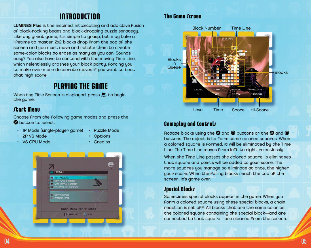 Disney Interactive Studios Puzzle Fusion: Lumines Plus for PlayStation 2 manual Introduction, Playing the Game 