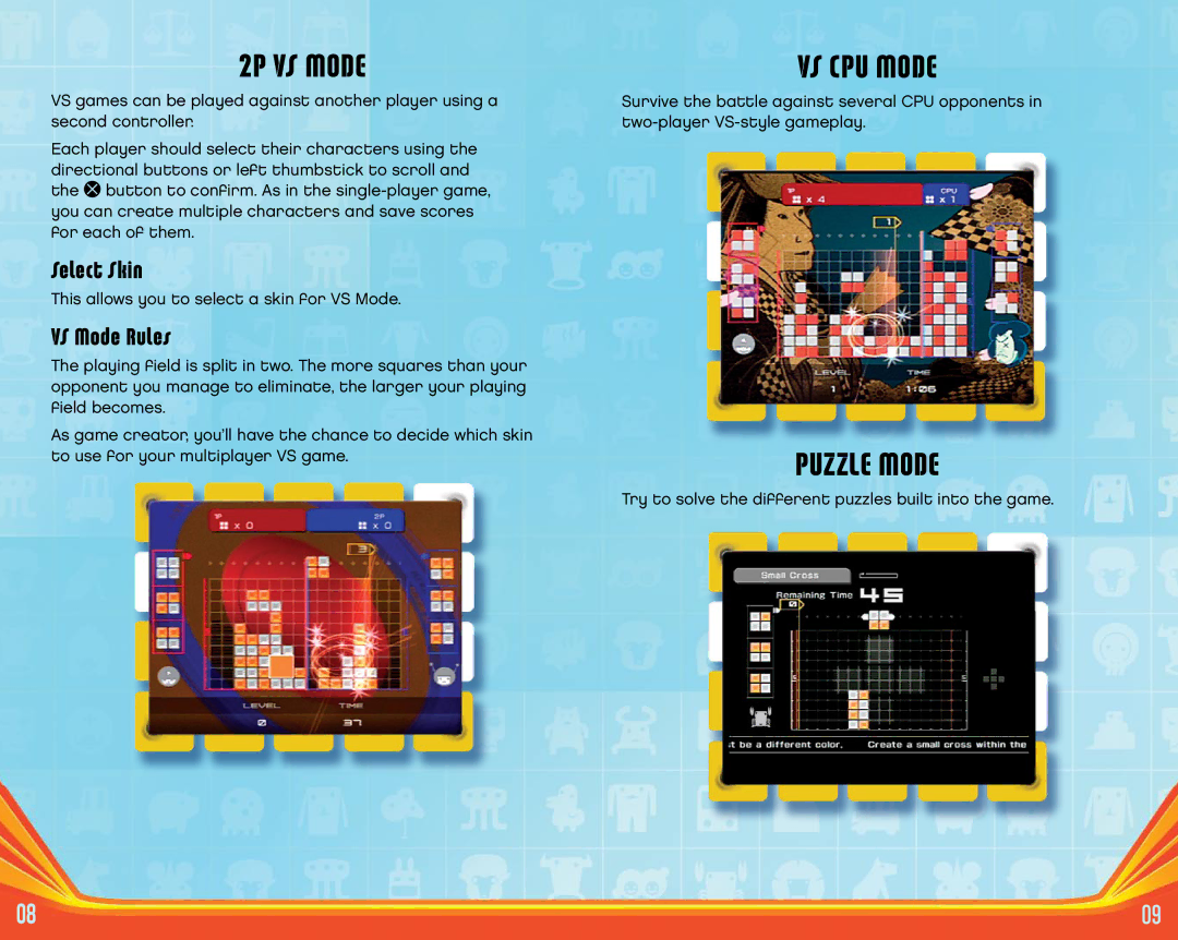 Disney Interactive Studios Puzzle Fusion: Lumines Plus for PlayStation 2 2P Vs Mode, VS CPU Mode, Puzzle Mode, Select Skin 