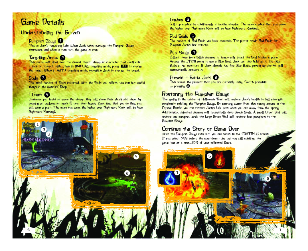 Disney Interactive Studios SCPH-70000 manual Game Details, Understanding the Screen, Restoring the Pumpkin Gauge 