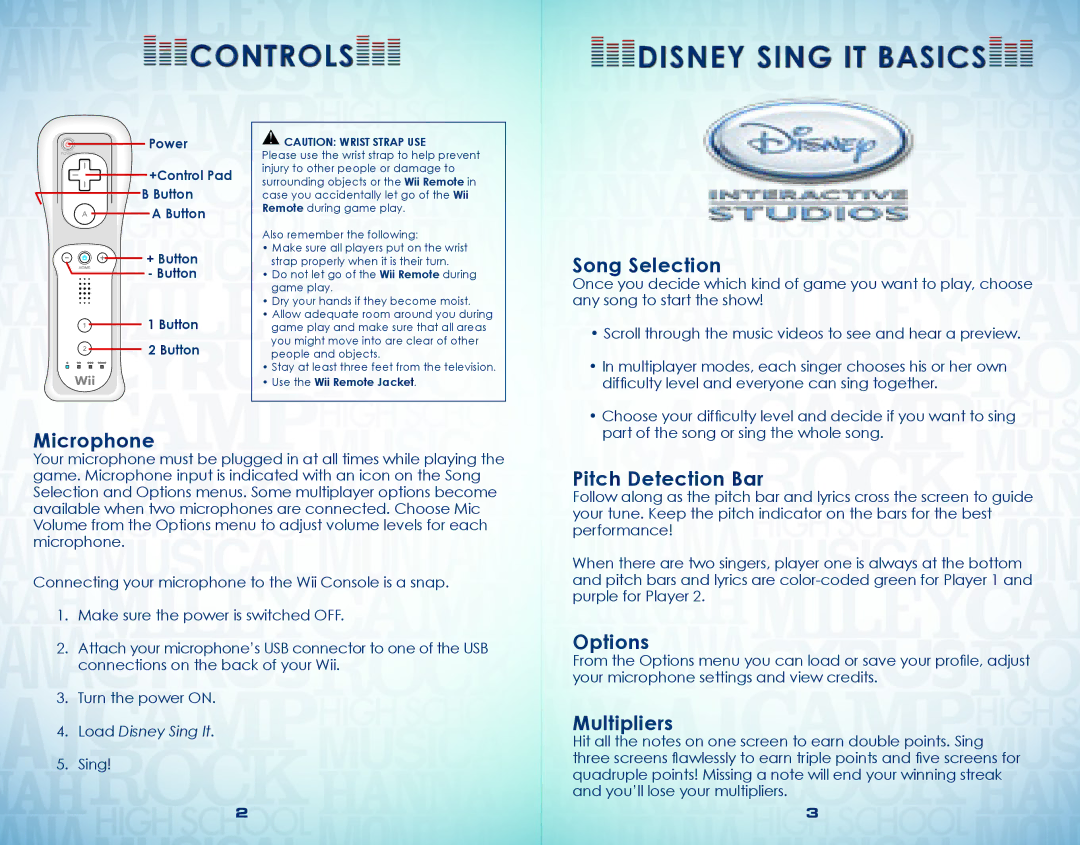 Disney Interactive Studios Sing It manual Controls Disney sing it basics 