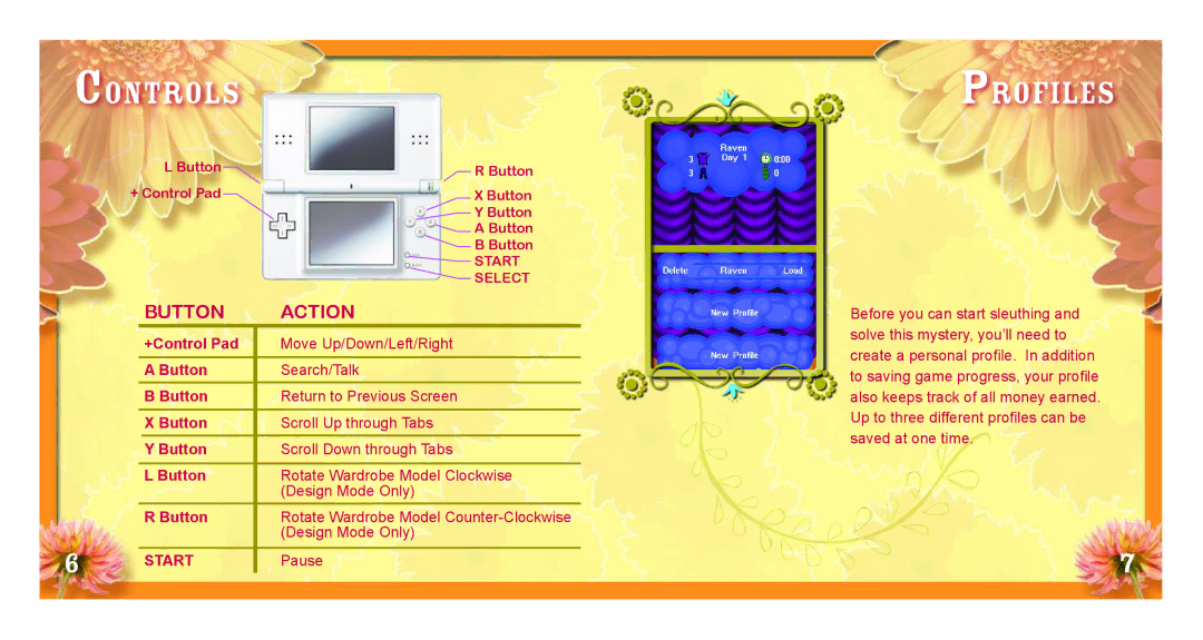 Disney Interactive Studios That's So Raven: Psychic on the Scene manual Controls, Profiles 