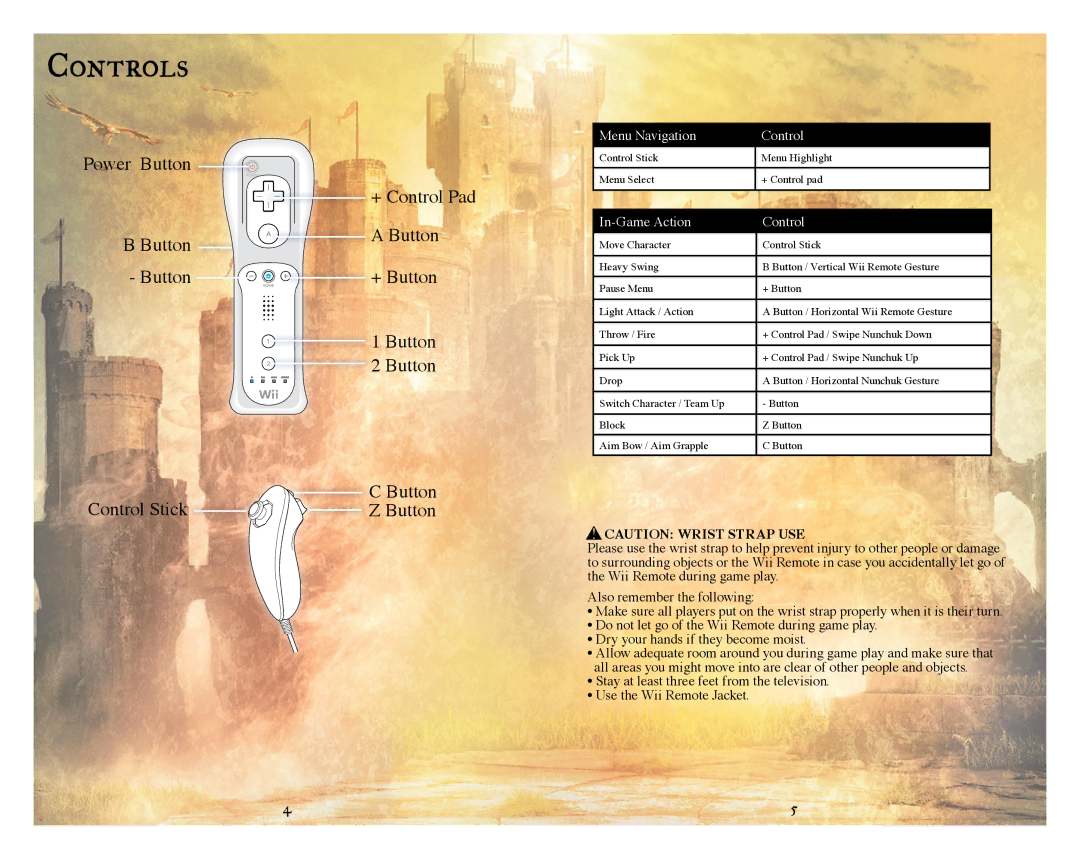 Disney Interactive Studios The Chronicles of Narnia: Prince Caspian manual Controls 