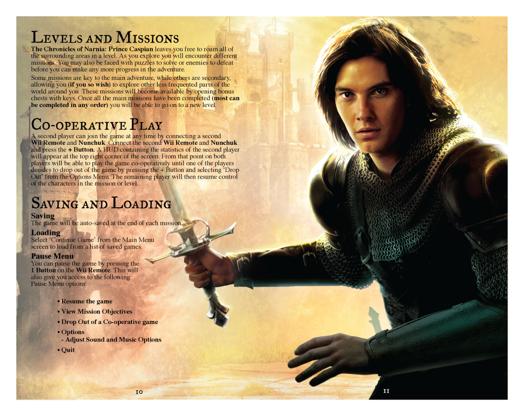 Disney Interactive Studios The Chronicles of Narnia: Prince Caspian manual Levels and Missions, Co-operative Play 