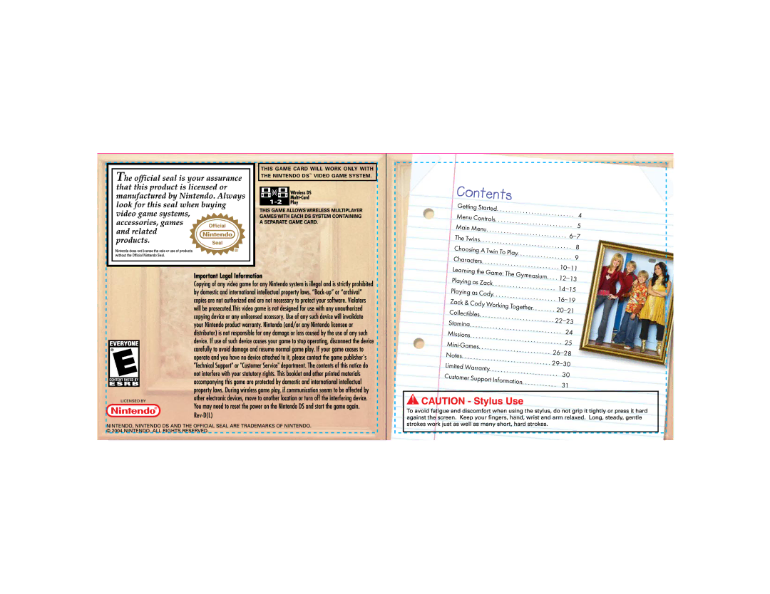 Disney Interactive Studios The Suite Life of Zack and Cody: Tipton Trouble manual Contents 